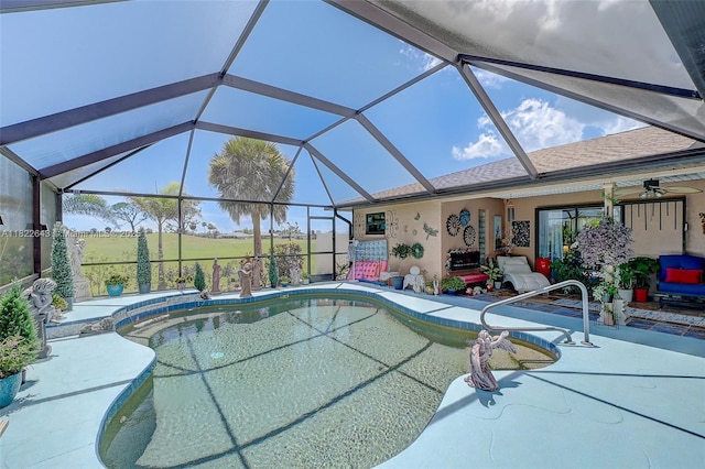 30 Bunker Ln Fl, Grove City-Rotonda, FL 33947 - swimming pool featuring a patio area, a ceiling fan, and a lanai