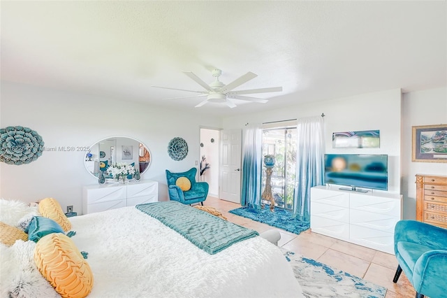 30 Bunker Ln Fl, Grove City-Rotonda, FL 33947 - tiled bedroom featuring a ceiling fan and access to exterior