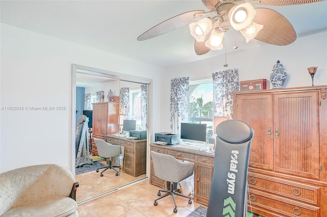 30 Bunker Ln Fl, Grove City-Rotonda, FL 33947 - office featuring a ceiling fan and light tile patterned flooring
