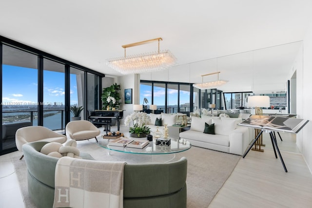 1000 Biscayne Blvd Unit 3402, Miami, FL 33132 - living room with expansive windows and light wood-type flooring