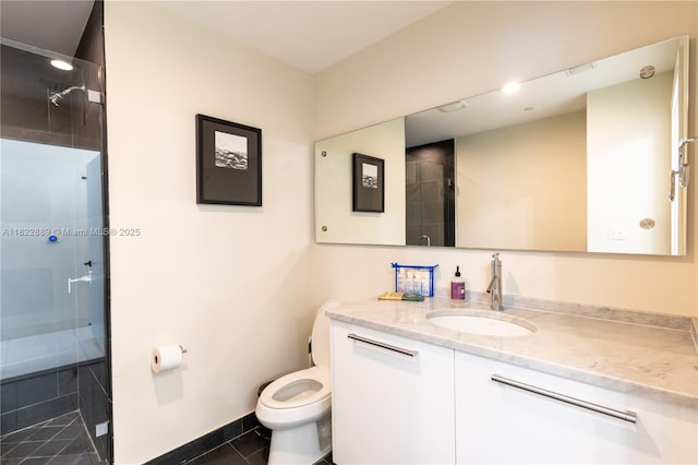 900 Biscayne Blvd Unit 2210, Miami, FL 33132 - bathroom with vanity, a shower stall, and tile patterned floors