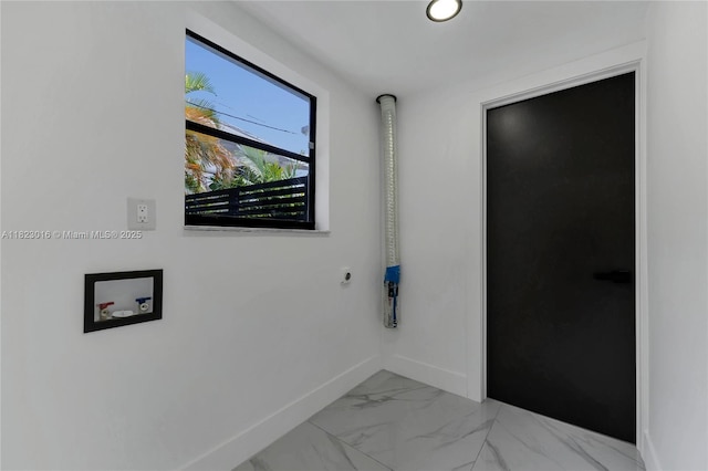 2413 Gulfstream Ln, Fort Lauderdale, FL 33312 - washroom with washer hookup, light marble finish flooring, and electric dryer hookup