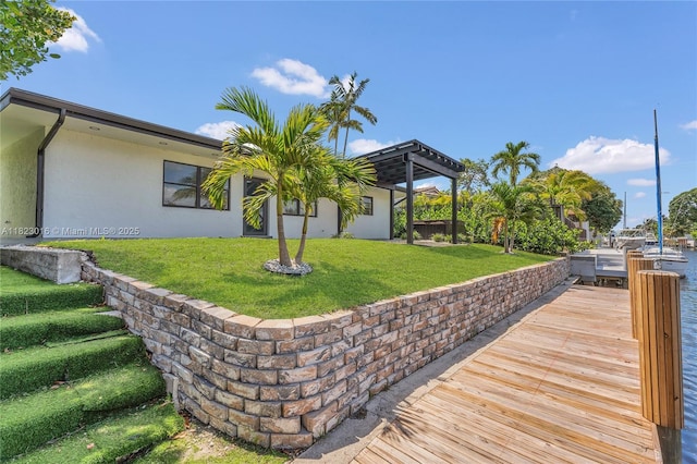 2413 Gulfstream Ln, Fort Lauderdale, FL 33312 - wooden deck featuring a lawn and a dock