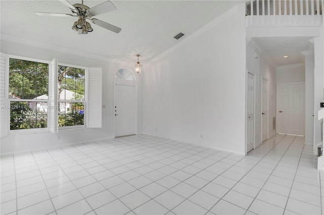 2278 SW Olympic Club Ter, Palm City, FL 34990 - unfurnished room with ornamental molding, ceiling fan, and light tile patterned flooring