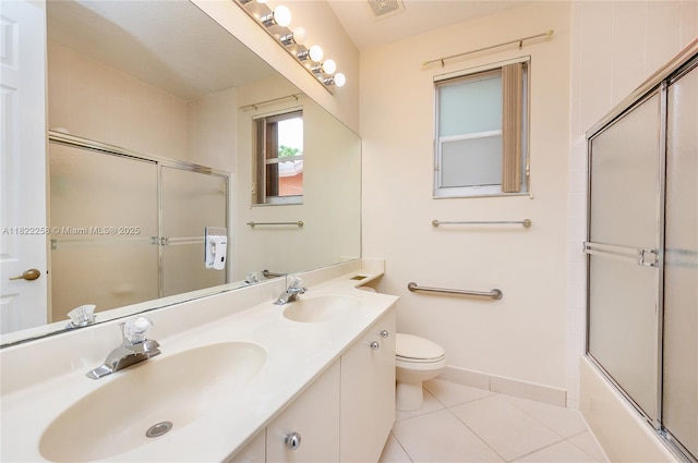 1001 SW 189th Ave, Pembroke Pines, FL 33029 - bathroom with tile patterned flooring, double vanity, and combined bath / shower with glass door