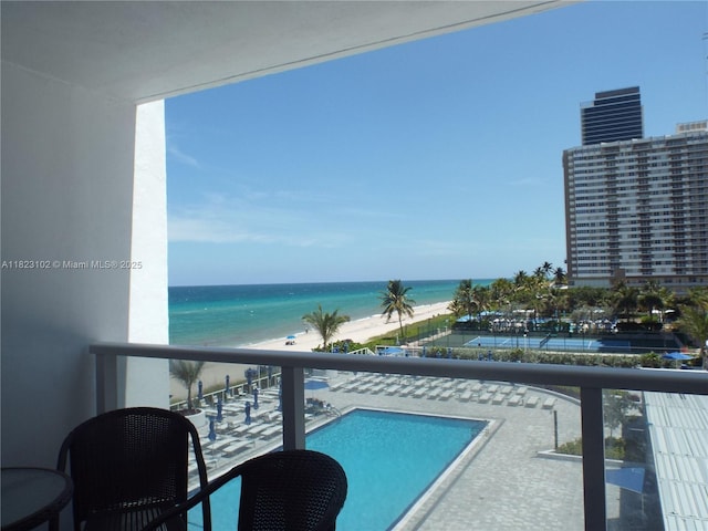1890 S Ocean Dr Unit 504, Hallandale Beach, FL 33009 - balcony featuring view of water and beach and view of pool