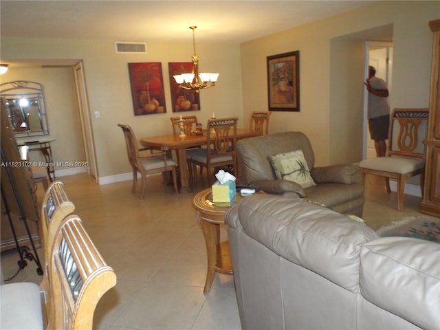 1890 S Ocean Dr Unit 504, Hallandale Beach, FL 33009 - living area with a chandelier and light tile patterned floors
