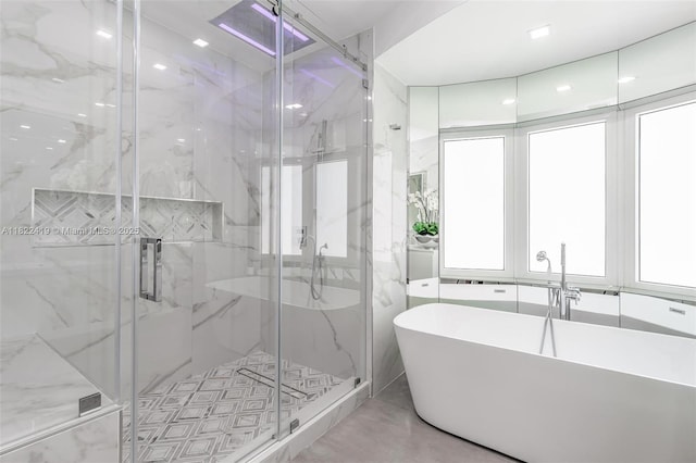 1331 97th St, Bay Harbor Islands, FL 33154 - full bath with a soaking tub and a marble finish shower