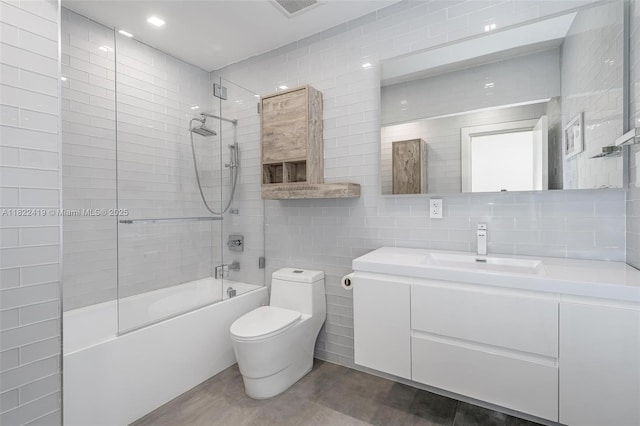1331 97th St, Bay Harbor Islands, FL 33154 - full bathroom featuring bathtub / shower combination, vanity, and tile walls