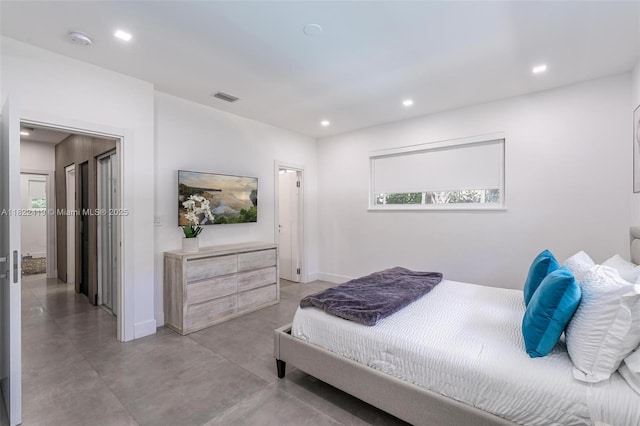 1331 97th St, Bay Harbor Islands, FL 33154 - bedroom with concrete flooring and recessed lighting