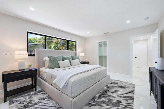 4300 Monroe St, Hollywood, FL 33021 - bedroom with recessed lighting, a walk in closet, a closet, and light marble finish flooring