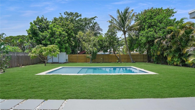 4300 Monroe St, Hollywood, FL 33021 - view of pool with a fenced backyard and a storage unit