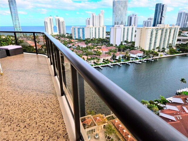 19667 Turnberry Way Unit 20B, Aventura, FL 33180 - balcony with a water view and a view of skyline