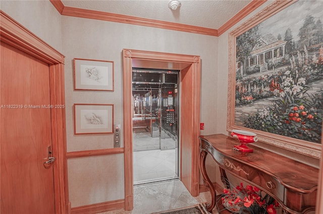6051 N Ocean Dr Unit 704, Hollywood, FL 33019 - entryway with ornamental molding and a textured ceiling
