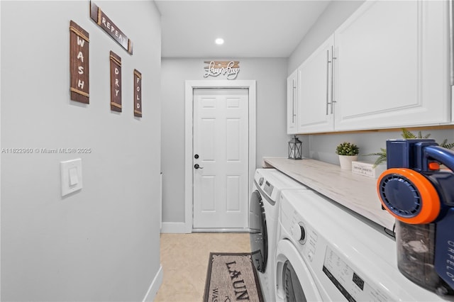 2631 SW 180th Ave, Miramar, FL 33029 - laundry room featuring cabinet space, washing machine and dryer, and recessed lighting