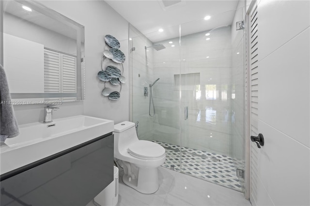 2631 SW 180th Ave, Miramar, FL 33029 - full bathroom featuring a shower stall, vanity, and recessed lighting