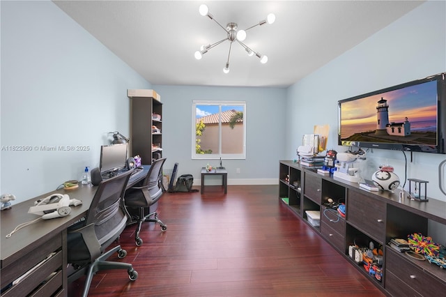 2631 SW 180th Ave, Miramar, FL 33029 - home office with a chandelier and dark wood-type flooring