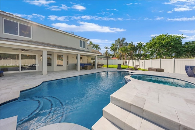 2631 SW 180th Ave, Miramar, FL 33029 - view of pool featuring ceiling fan, an in-ground hot tub, and a patio area
