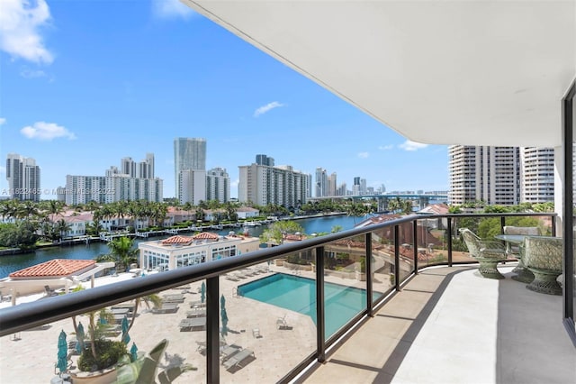 19667 Turnberry Way Unit 6-A, Aventura, FL 33180 - balcony with a water view, a skyline view, and view of pool