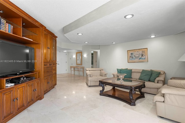 19667 Turnberry Way Unit 6-A, Aventura, FL 33180 - living room featuring recessed lighting and light marble finish flooring