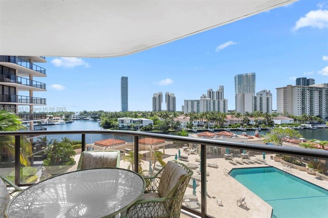 19667 Turnberry Way Unit 6-A, Aventura, FL 33180 - balcony with a water view, a view of skyline, and view of marina