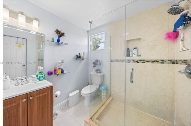 611 E 48th St, Hialeah, FL 33013 - full bath featuring vanity, a shower stall, and tile patterned flooring