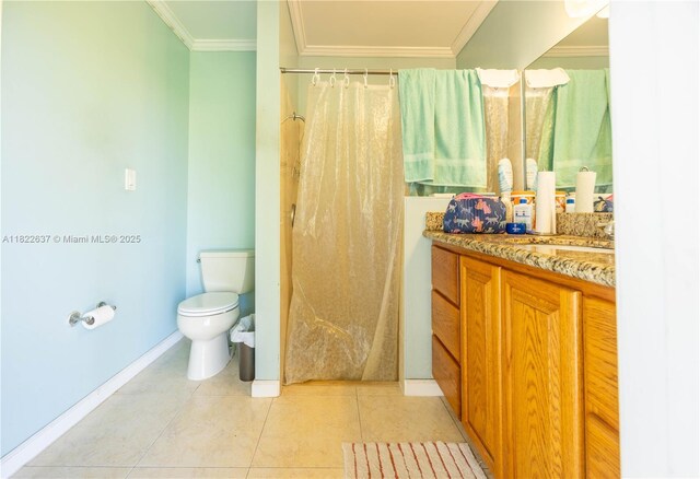 11351 NW 37th St, Coral Springs, FL 33065 - full bathroom featuring ornamental molding, vanity, tile patterned floors, and a shower with curtain