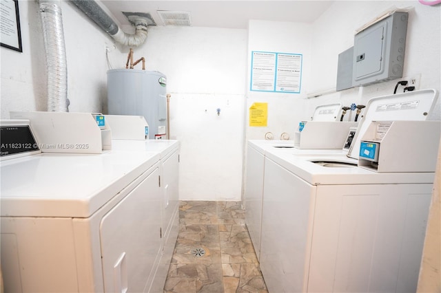 215 SE 3rd Ave Unit 405C, Hallandale Beach, FL 33009 - shared laundry room featuring washer and clothes dryer, electric water heater, and electric panel