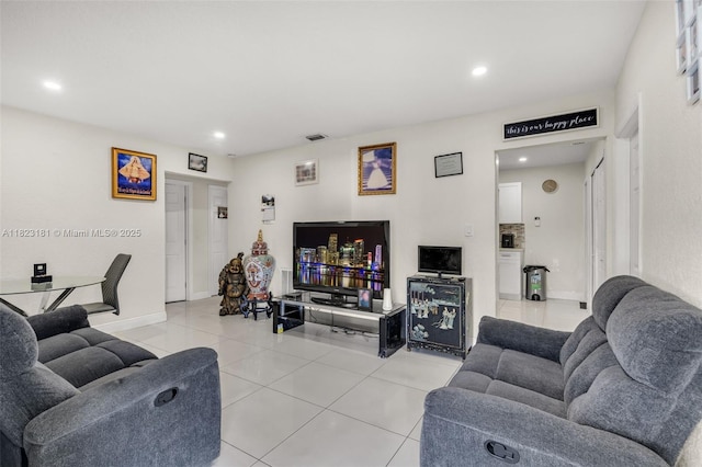 114 Marion Rd, West Park, FL 33023 - living room with light tile patterned floors and recessed lighting