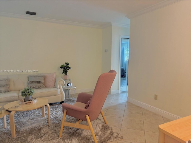 3801 NE 22nd Ter Unit 7, Lighthouse Point, FL 33064 - living room with crown molding and light tile patterned flooring