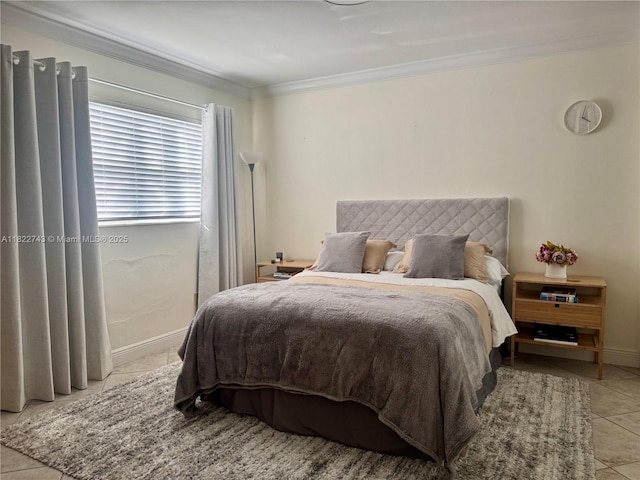 3801 NE 22nd Ter Unit 7, Lighthouse Point, FL 33064 - bedroom featuring ornamental molding and tile patterned floors