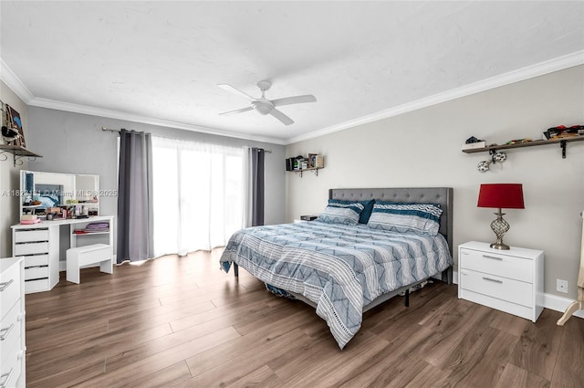 6797 SW 40th St Unit 71, Davie, FL 33314 - bedroom featuring wood finished floors, ornamental molding, and a ceiling fan