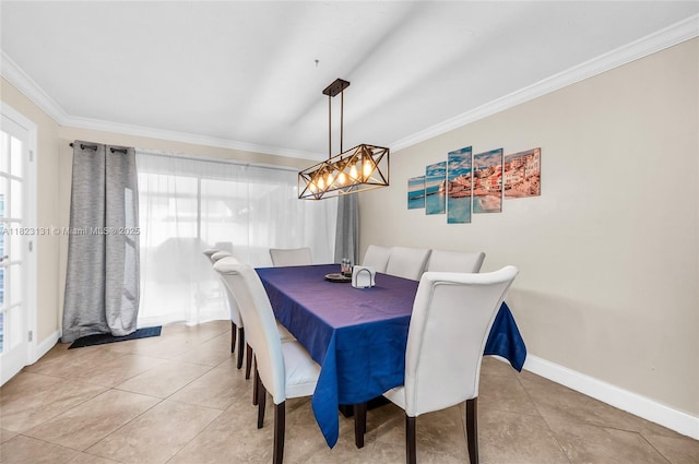 6797 SW 40th St Unit 71, Davie, FL 33314 - dining room featuring crown molding, light tile patterned flooring, and a chandelier