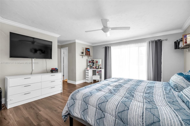 6797 SW 40th St Unit 71, Davie, FL 33314 - bedroom featuring dark wood finished floors, crown molding, and ceiling fan
