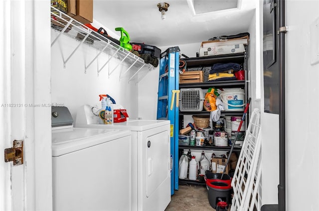 6797 SW 40th St Unit 71, Davie, FL 33314 - laundry room with washer and dryer and attic access