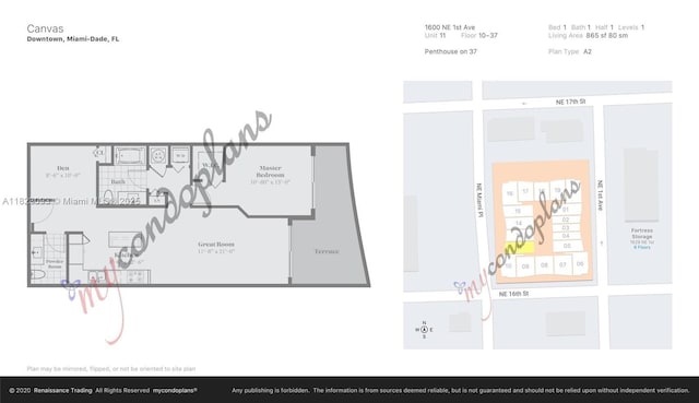 1600 NE 1st Ave Unit 1611, Miami, FL 33132 - view of property floor plan