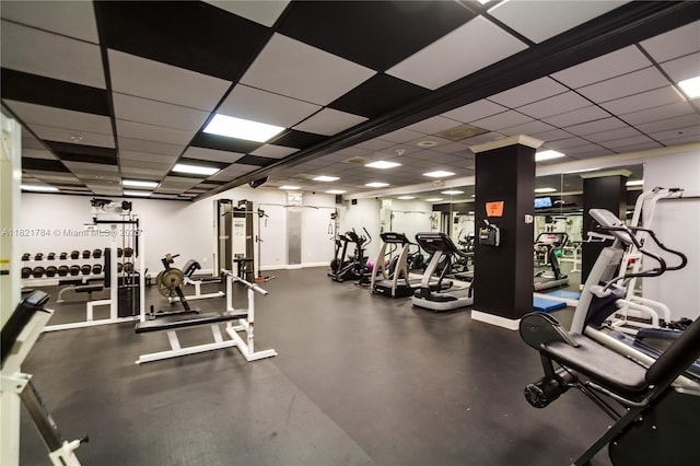 555 NE 15th St Unit 29F, Miami, FL 33132 - workout area featuring a drop ceiling