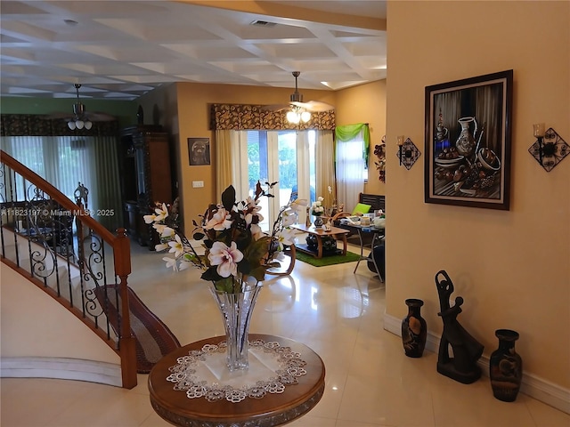 13190 NW 6th St, Miami, FL 33182 - foyer featuring coffered ceiling and stairs