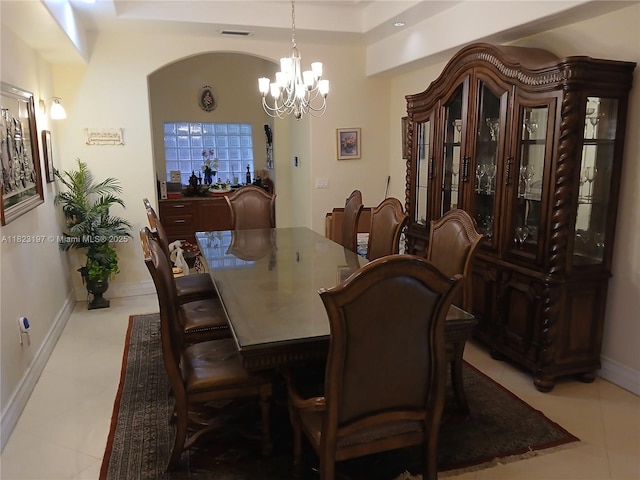 13190 NW 6th St, Miami, FL 33182 - tiled dining area featuring a chandelier and arched walkways