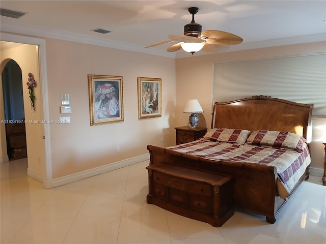 13190 NW 6th St, Miami, FL 33182 - bedroom featuring arched walkways, ornamental molding, and ceiling fan