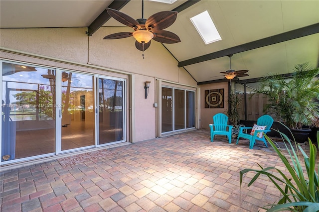 1654 SW 109th Ter, Davie, FL 33324 - unfurnished sunroom with a ceiling fan and a skylight