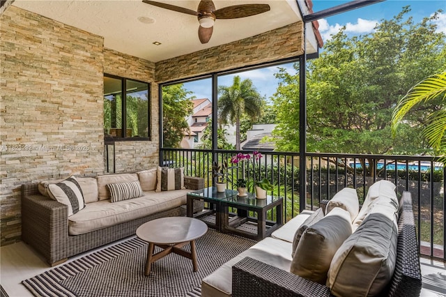 2000 S Bayshore Dr Unit 47, Miami, FL 33133 - sunroom / solarium with an outdoor living space, ceiling fan, and healthy amount of natural light