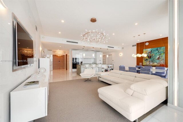 480 NE 31st St Unit 3802, Miami, FL 33137 - living area with a chandelier and recessed lighting