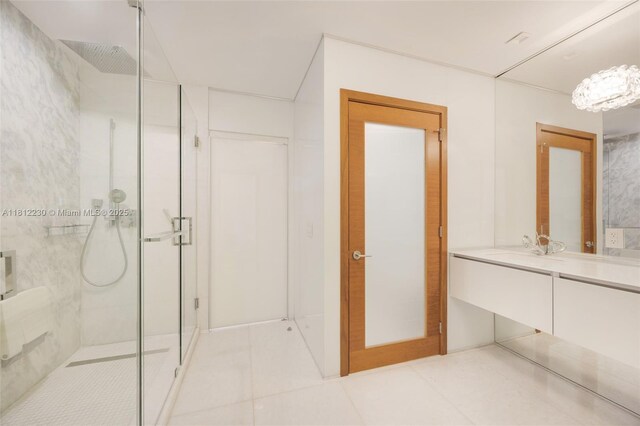 480 NE 31st St Unit 3802, Miami, FL 33137 - full bath featuring a shower stall, vanity, and tile patterned flooring