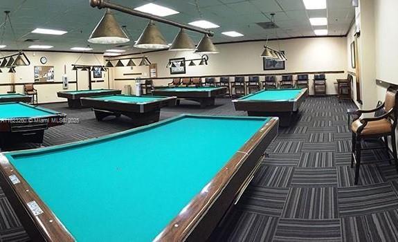 118 Brighton C 118, Boca Raton, FL 33434 - rec room featuring carpet, billiards table, and a drop ceiling