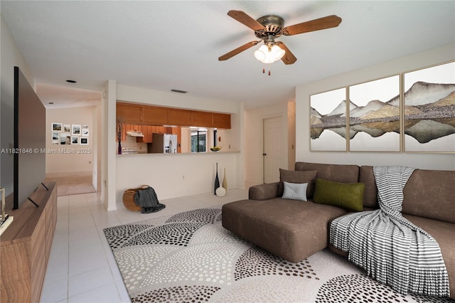 851 Altavista Ter, Davie, FL 33325 - living area with a ceiling fan and light tile patterned floors