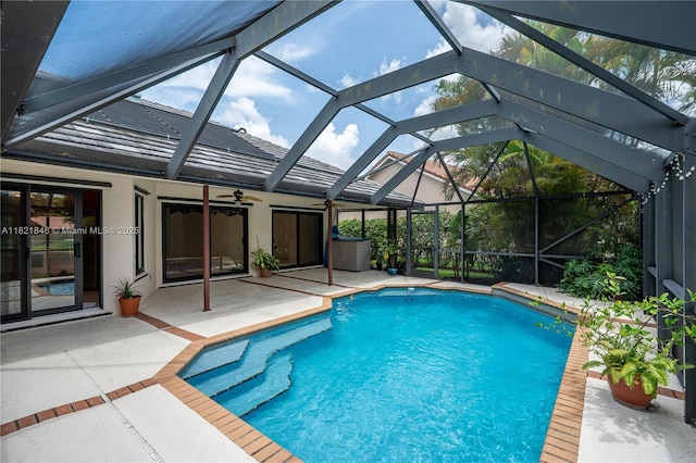 851 Altavista Ter, Davie, FL 33325 - swimming pool with a patio area, ceiling fan, and a lanai