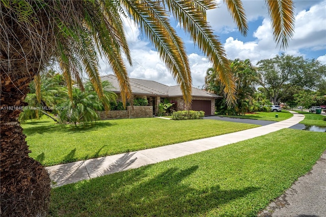 851 Altavista Ter, Davie, FL 33325 - view of front of home with driveway, an attached garage, and a front lawn