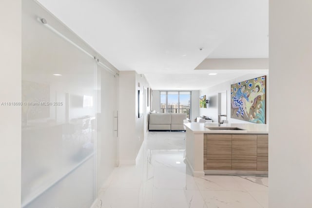 300 Sunny Isles Blvd Unit 4-2303, Sunny Isles Beach, FL 33160 - hall featuring a sink and light marble finish floors