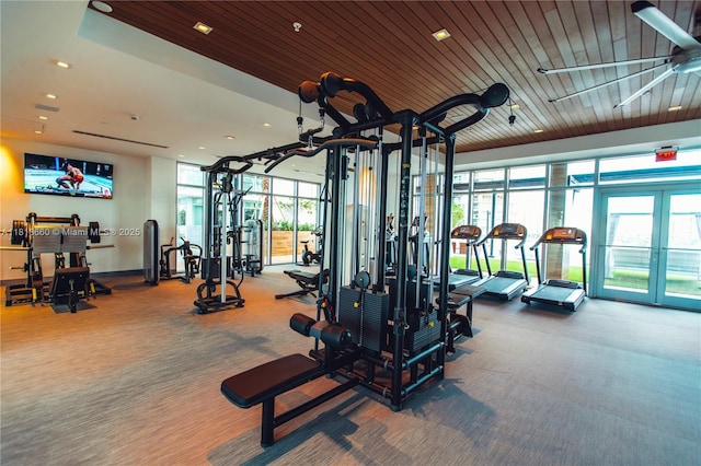 300 Sunny Isles Blvd Unit 4-2303, Sunny Isles Beach, FL 33160 - workout area with plenty of natural light, carpet floors, a ceiling fan, and recessed lighting